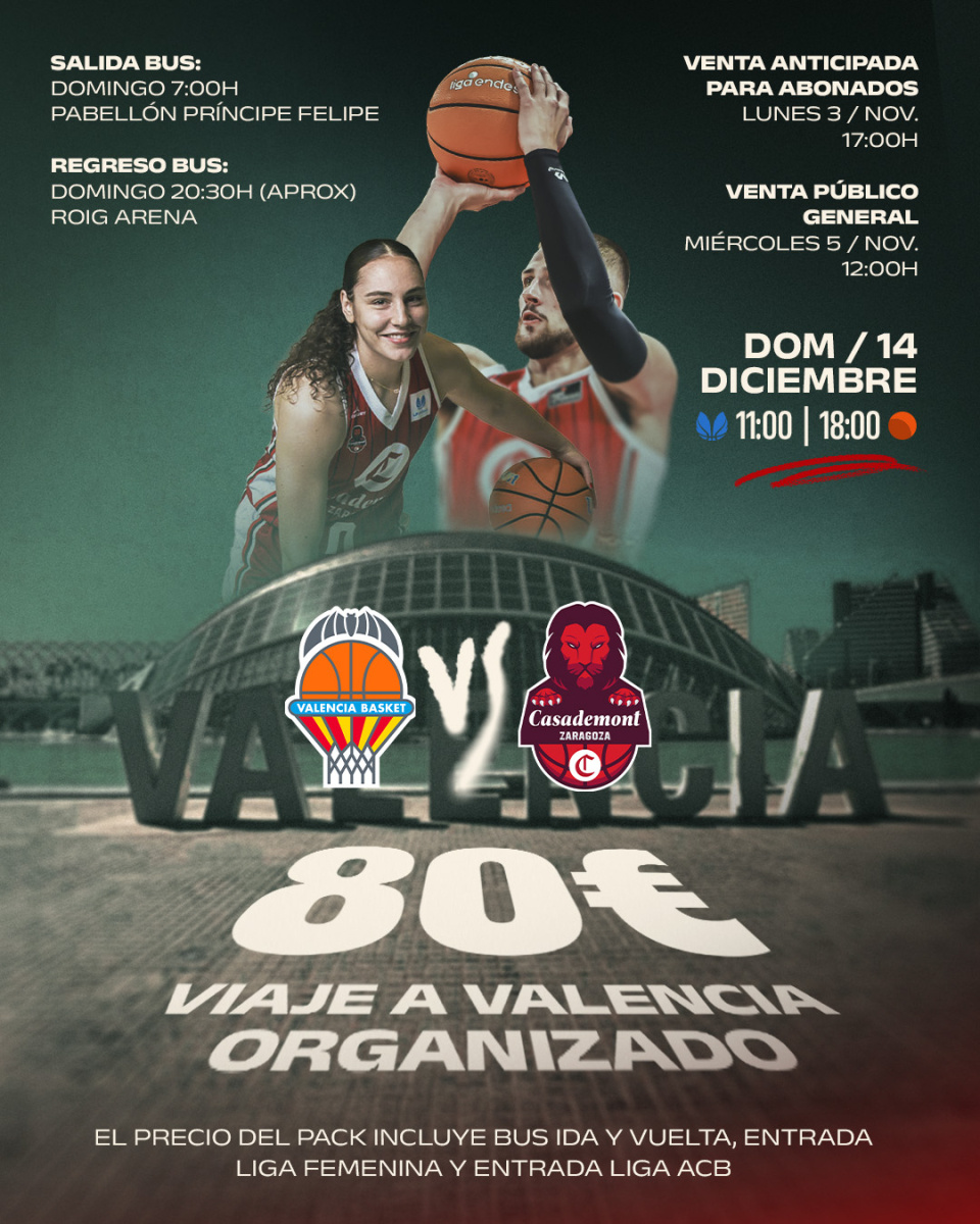 BUS + ENTRADAS VALENCIA BASKET (14 diciembre)